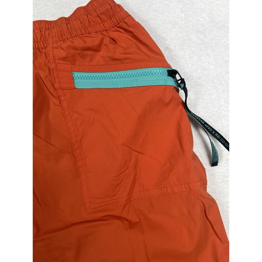 Outdoor Afro x REI Co-op Hiking Shorts Mens Large Orange Zip Pockets Drawstring - Picture 7 of 10